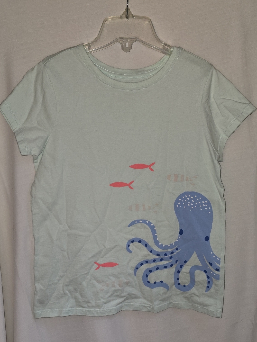Tea Collection Light Blue Octopus Tee with Pink Fish / UV Reactive Fish